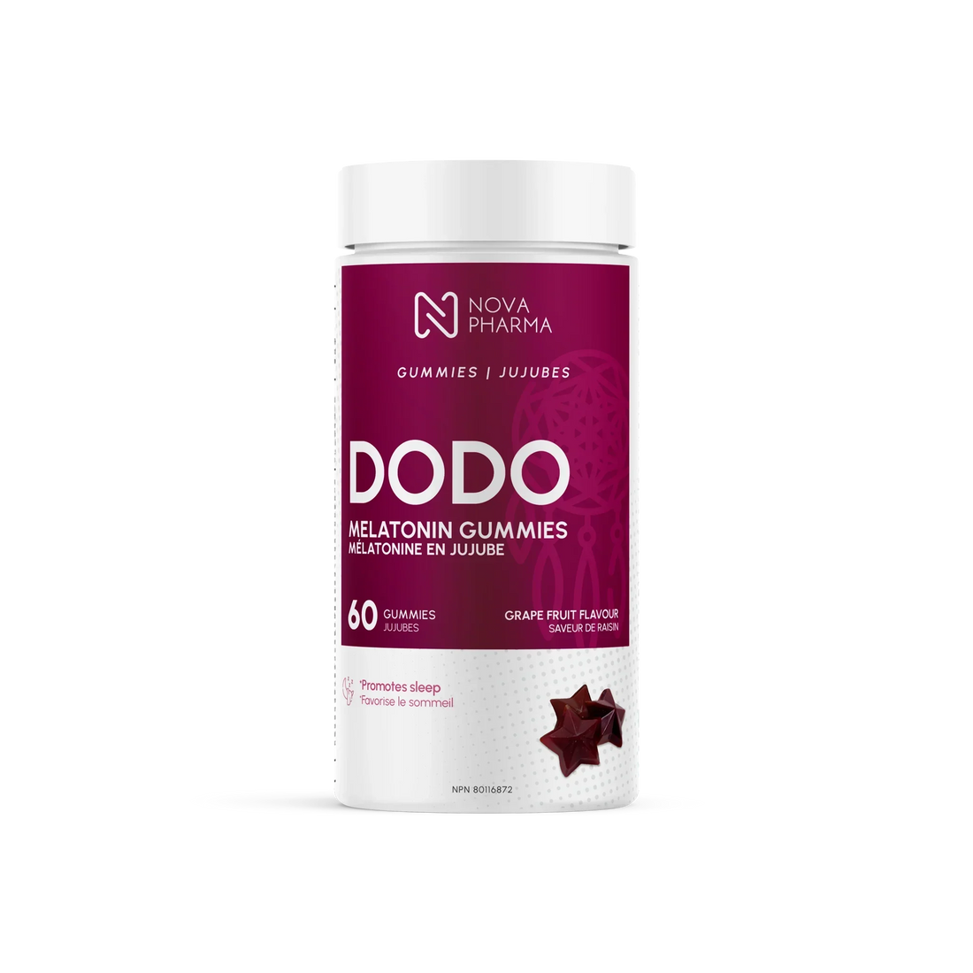 Dodo Melatonin Gummies container from Nova Pharma 