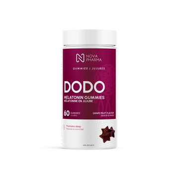 Dodo Melatonin Gummies container from Nova Pharma 