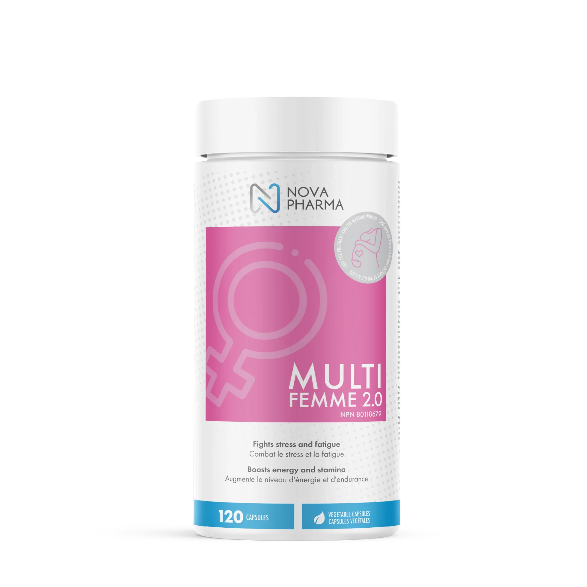 Nova Pharma Multi Femme 2.0 supplement bottle on a white background