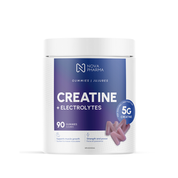 Nova Pharma Creatine + Electrolytes gummies packaging 90 gummies