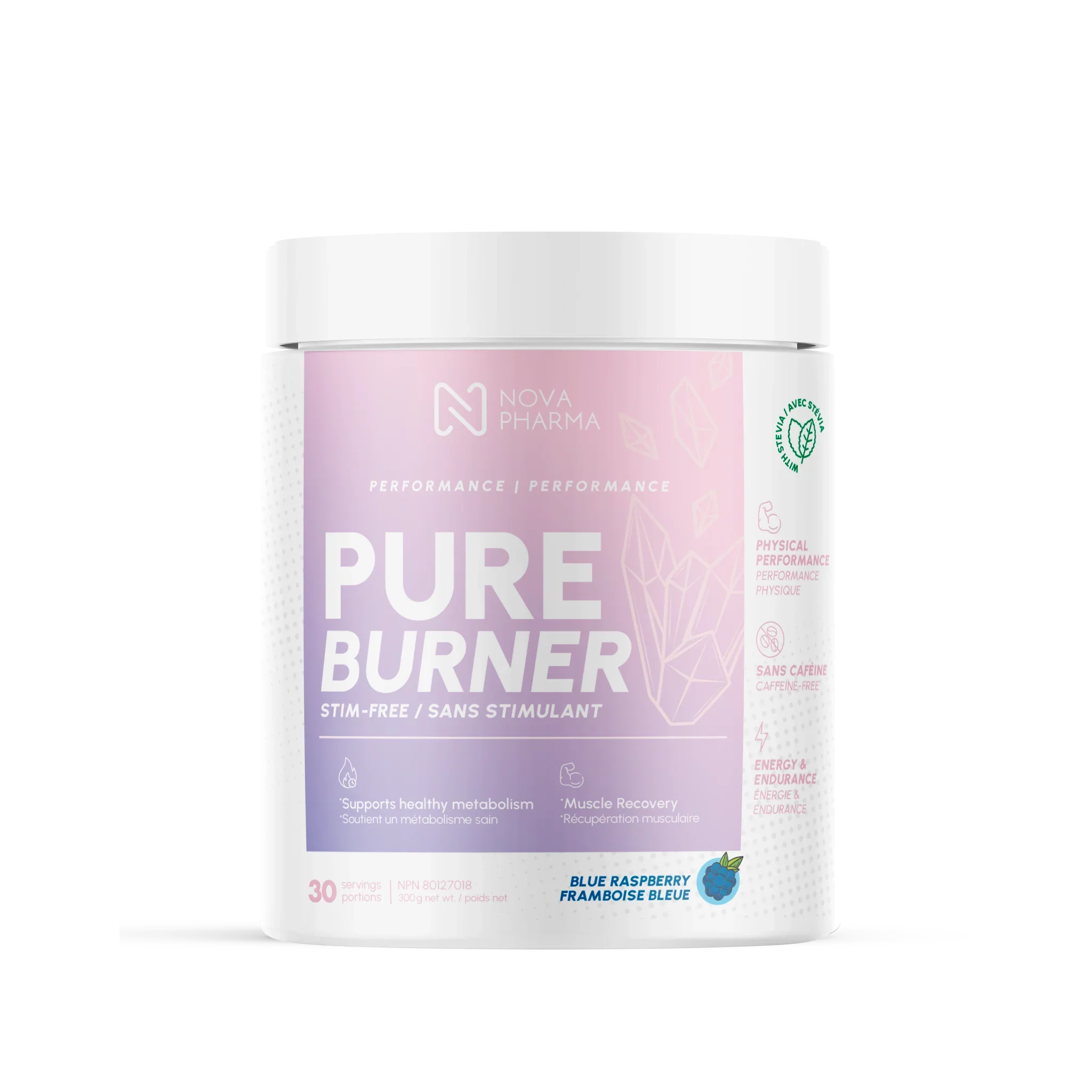 Pure Burner Blue Raspberry, fat burner stim-free by Nova Pharma