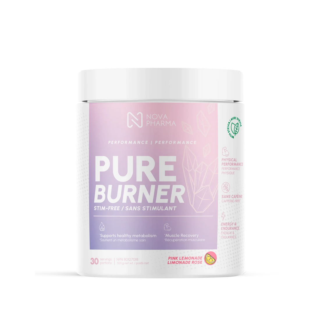 Pure Burner Pink Lemonade, fat burner stim-free by Nova Pharma