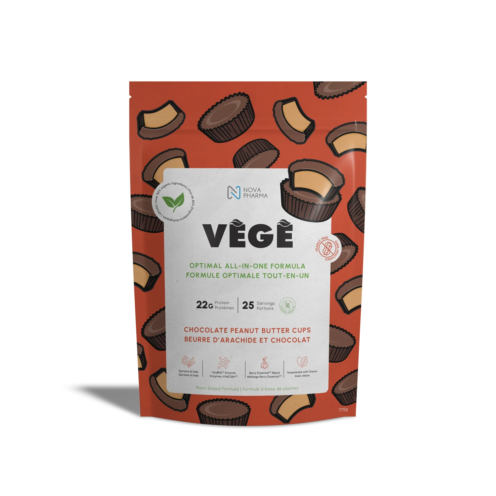 Vege, optimal all-in-one formula plant-based chocolate peanut butter cups protein Nova Pharma