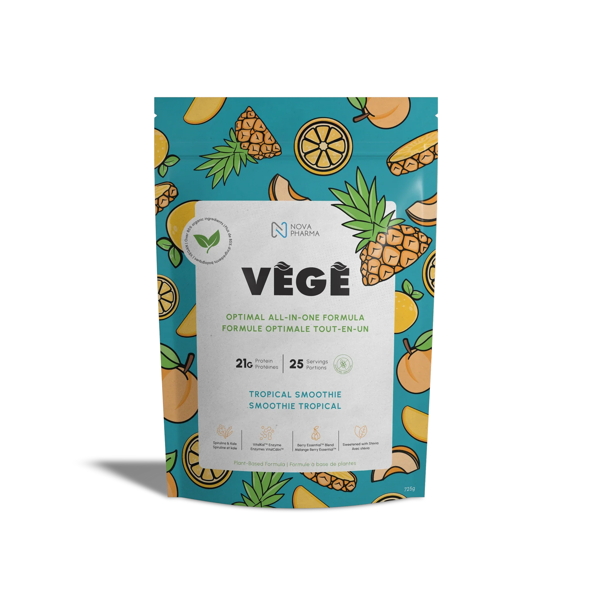 Vege, optimal all-in-one formula plant-based tropical smoothie protein Nova Pharma