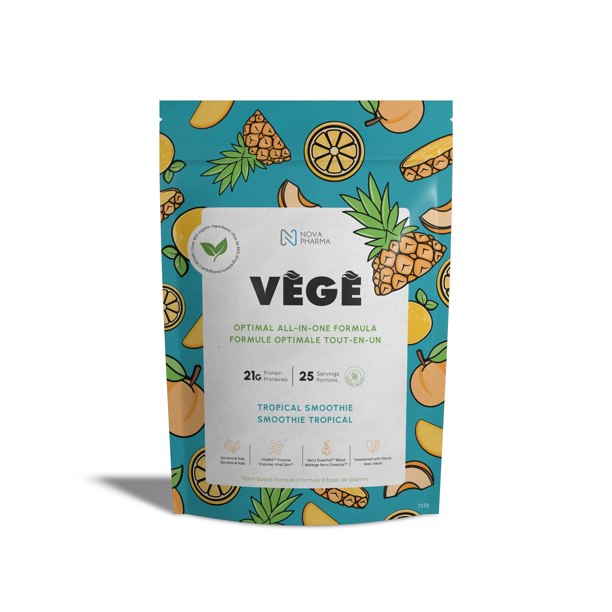 Vege, optimal all-in-one formula plant-based tropical smoothie protein Nova Pharma