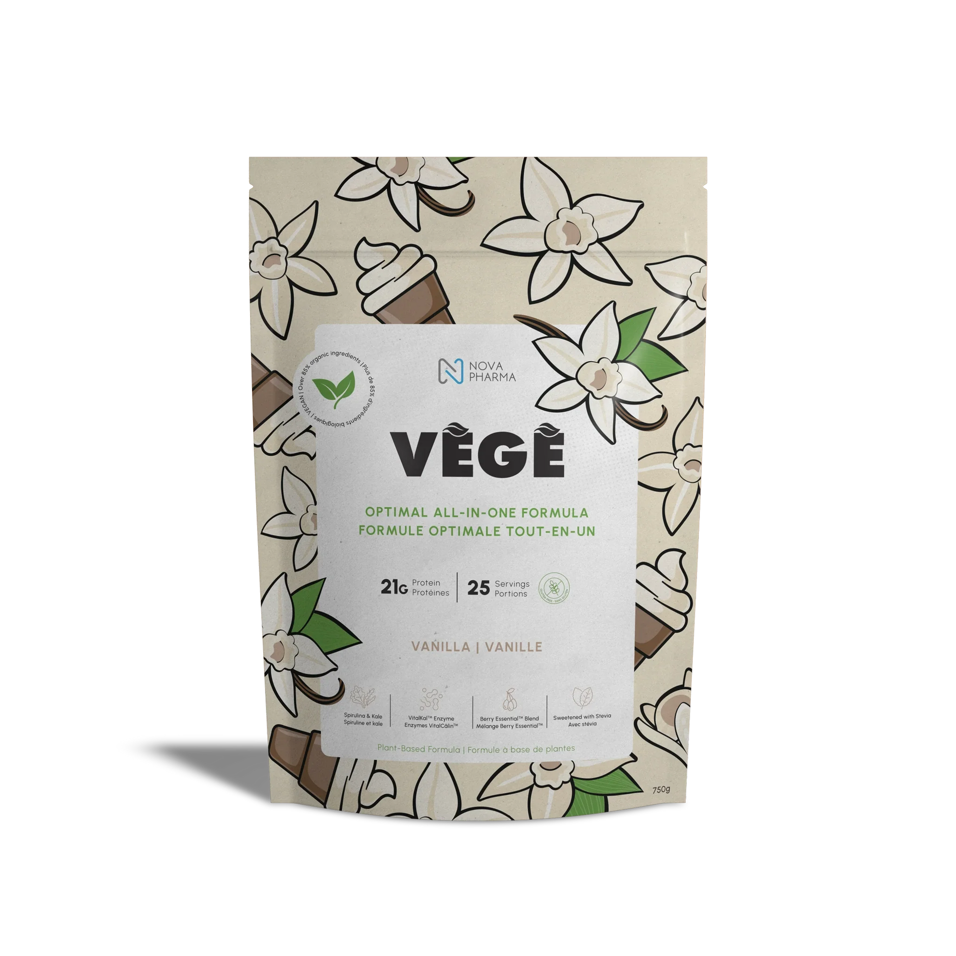 Vege, optimal all-in-one formula plant-based vanilla protein Nova Pharma