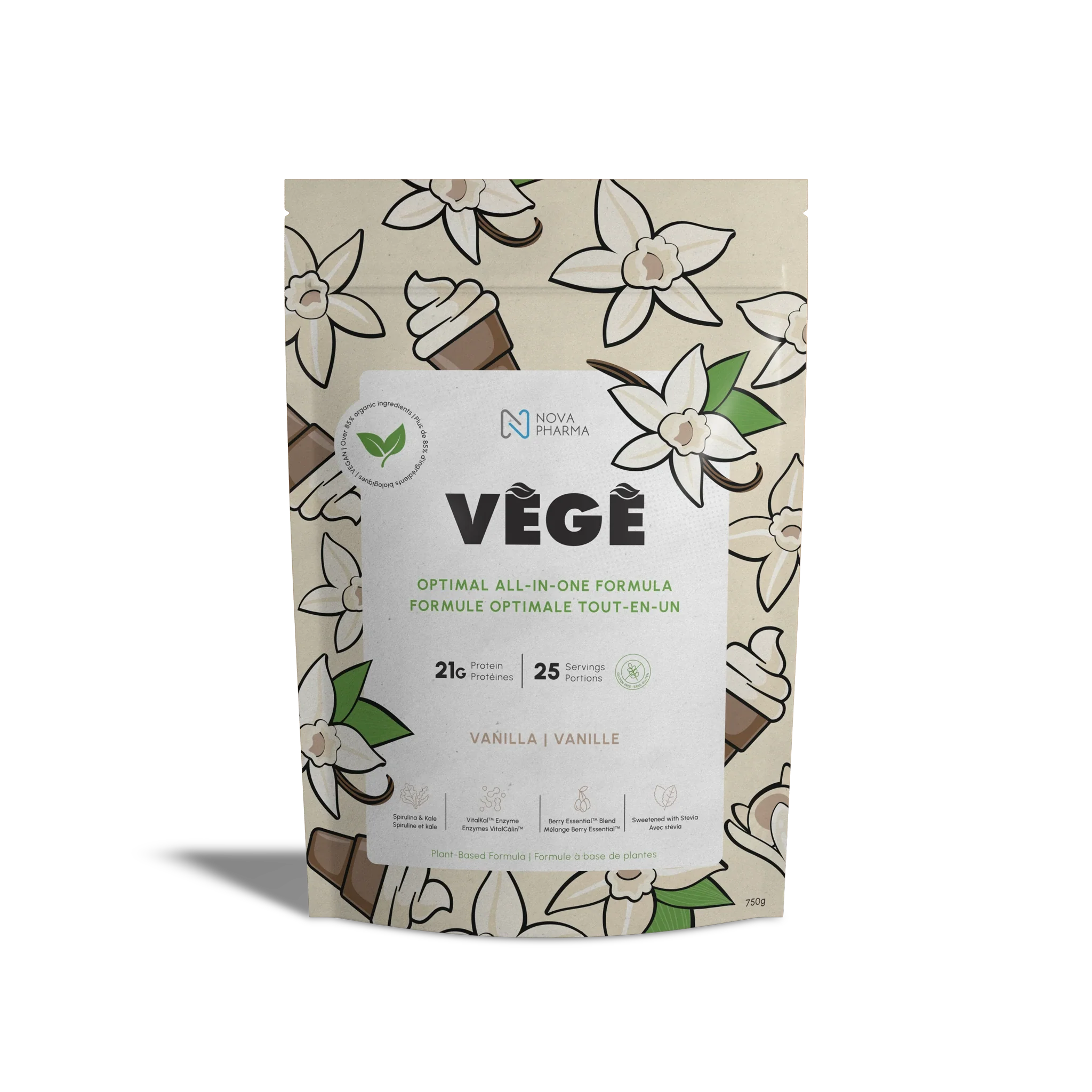 Vege, optimal all-in-one formula plant-based vanilla protein Nova Pharma