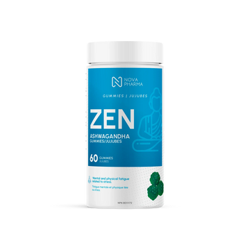 Zen container, ashwagandha supplement by Nova Pharma, 60 gummies