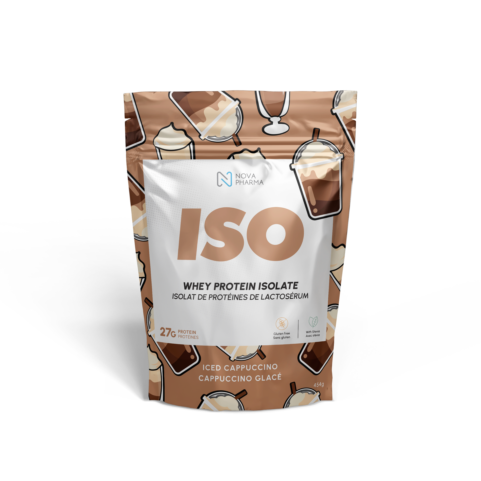 Whey protein isolate iced cappuccino by Nova Pharma
