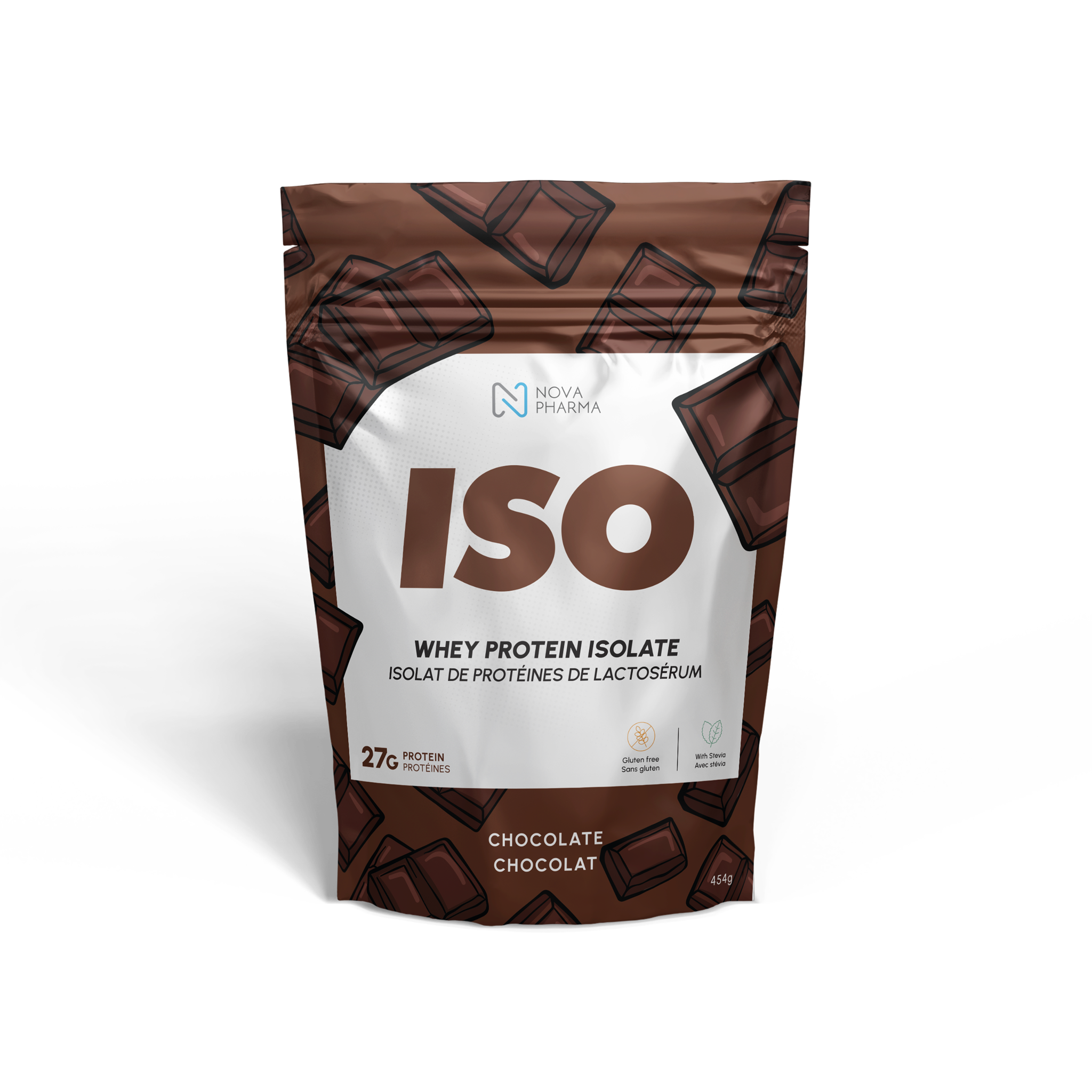 Whey protein isolate dark chocolate by Nova Pharma