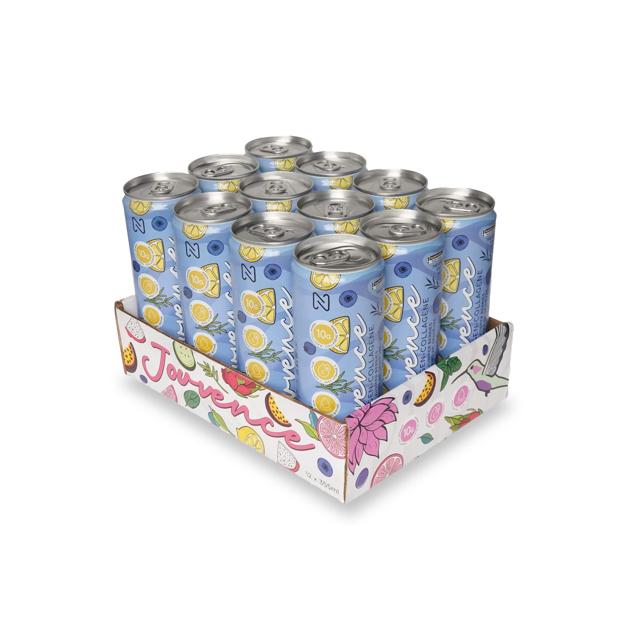 Jouvence 12 pack lemon and juniper berries, ready to drink marine collagen by Nova Pharma