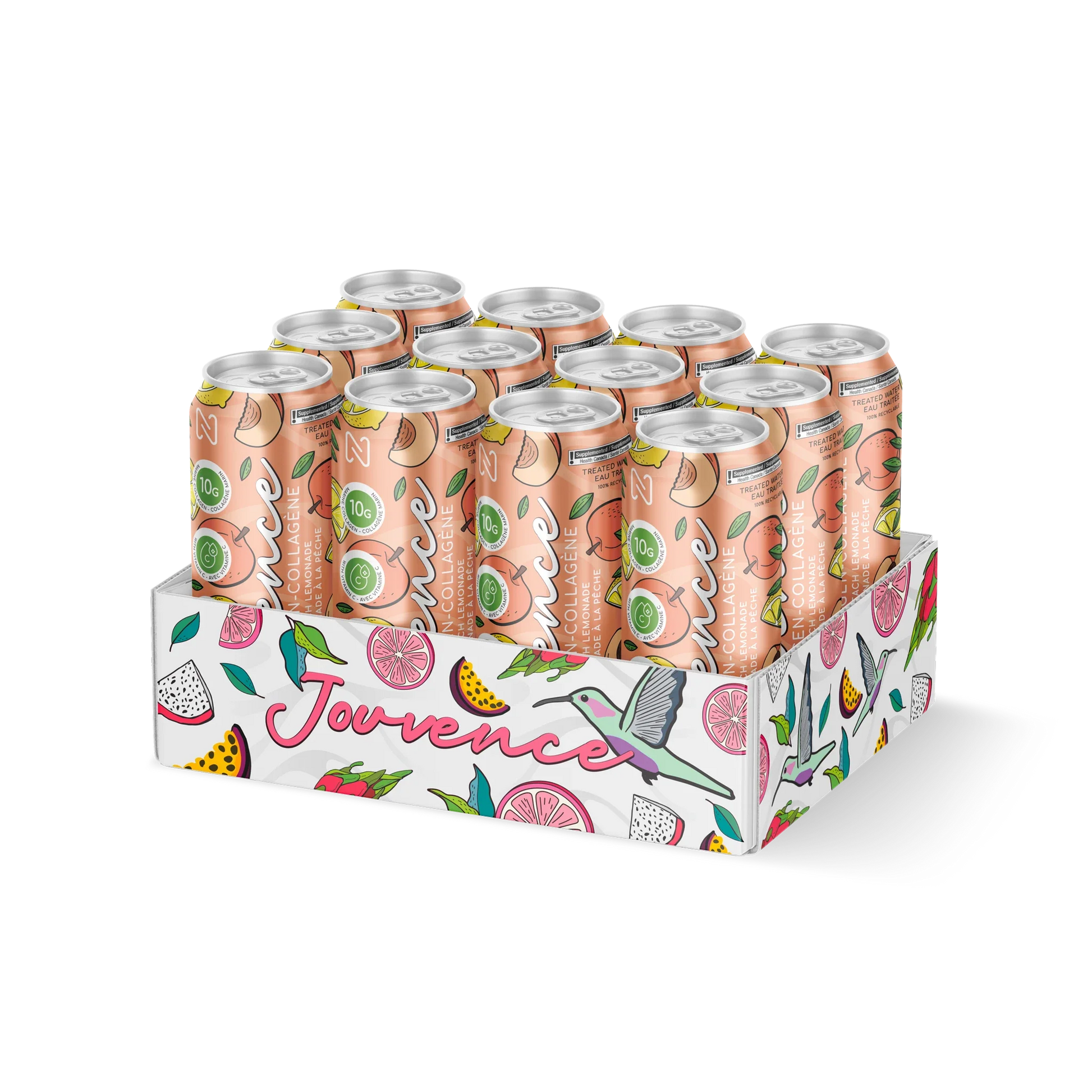 Jouvence 12 pack peach lemonade, ready to drink marine collagen by Nova Pharma