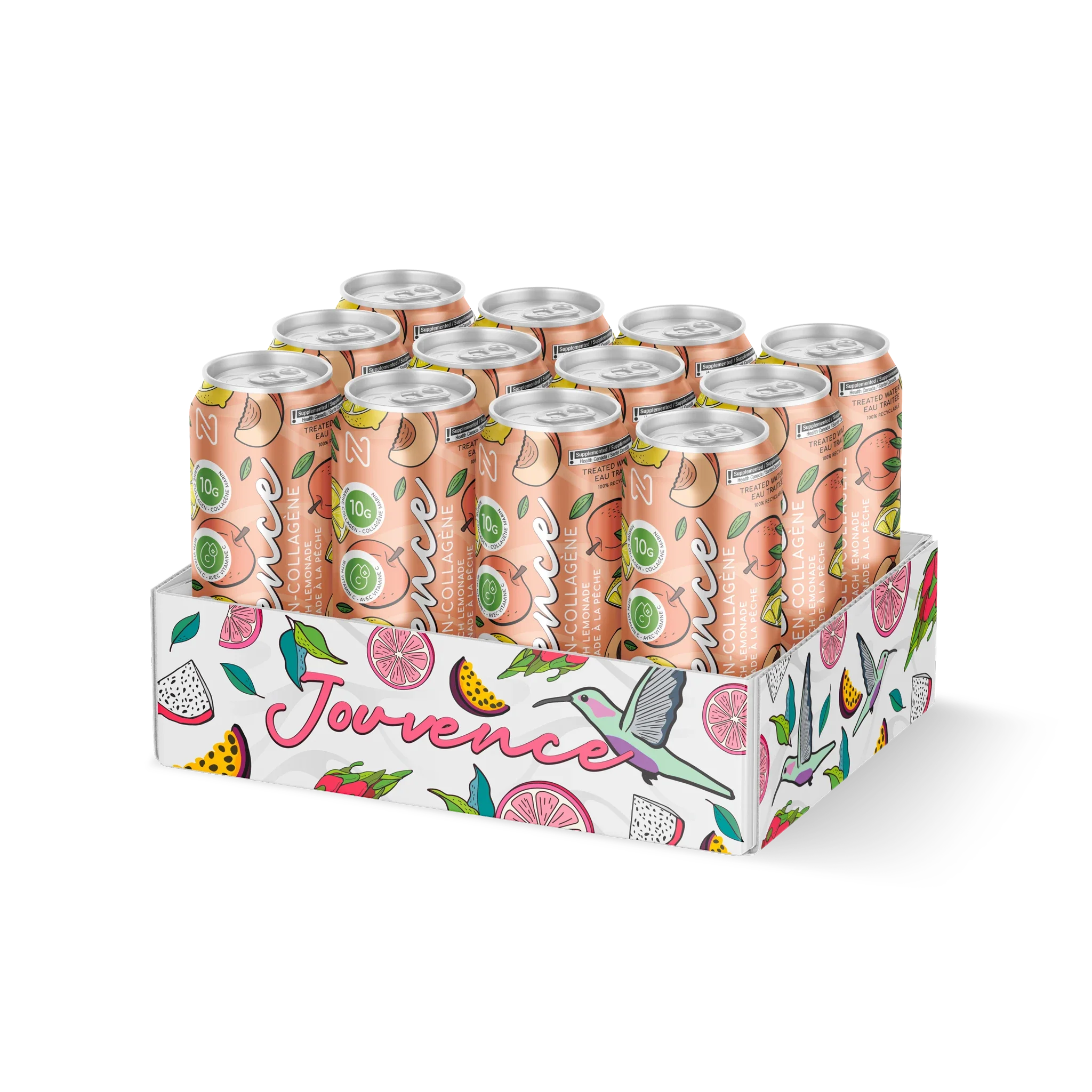 Jouvence 12 pack peach lemonade, ready to drink marine collagen by Nova Pharma