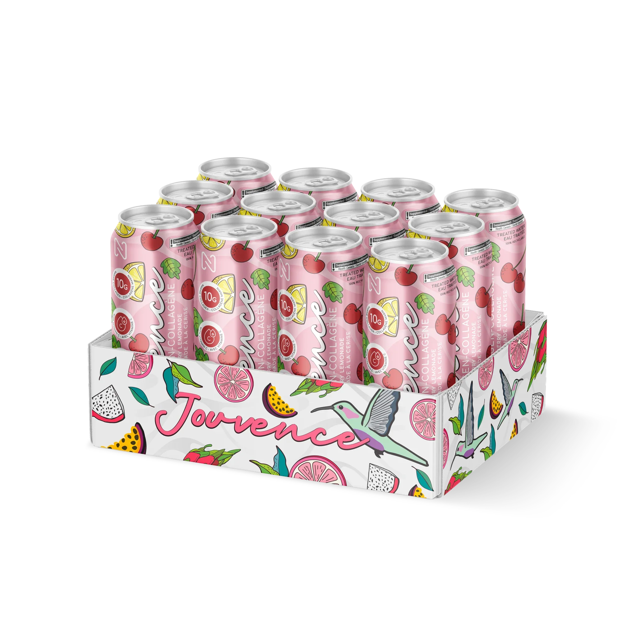 Jouvence 12 pack cherry lemonade, ready to drink marine collagen by Nova Pharma