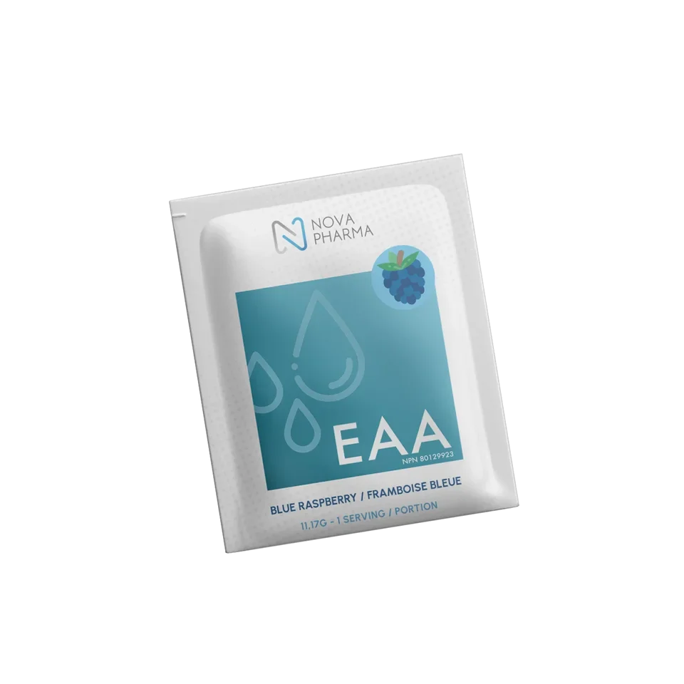 EAA supplement, Blue Raspberry, single serving by Nova Pharma