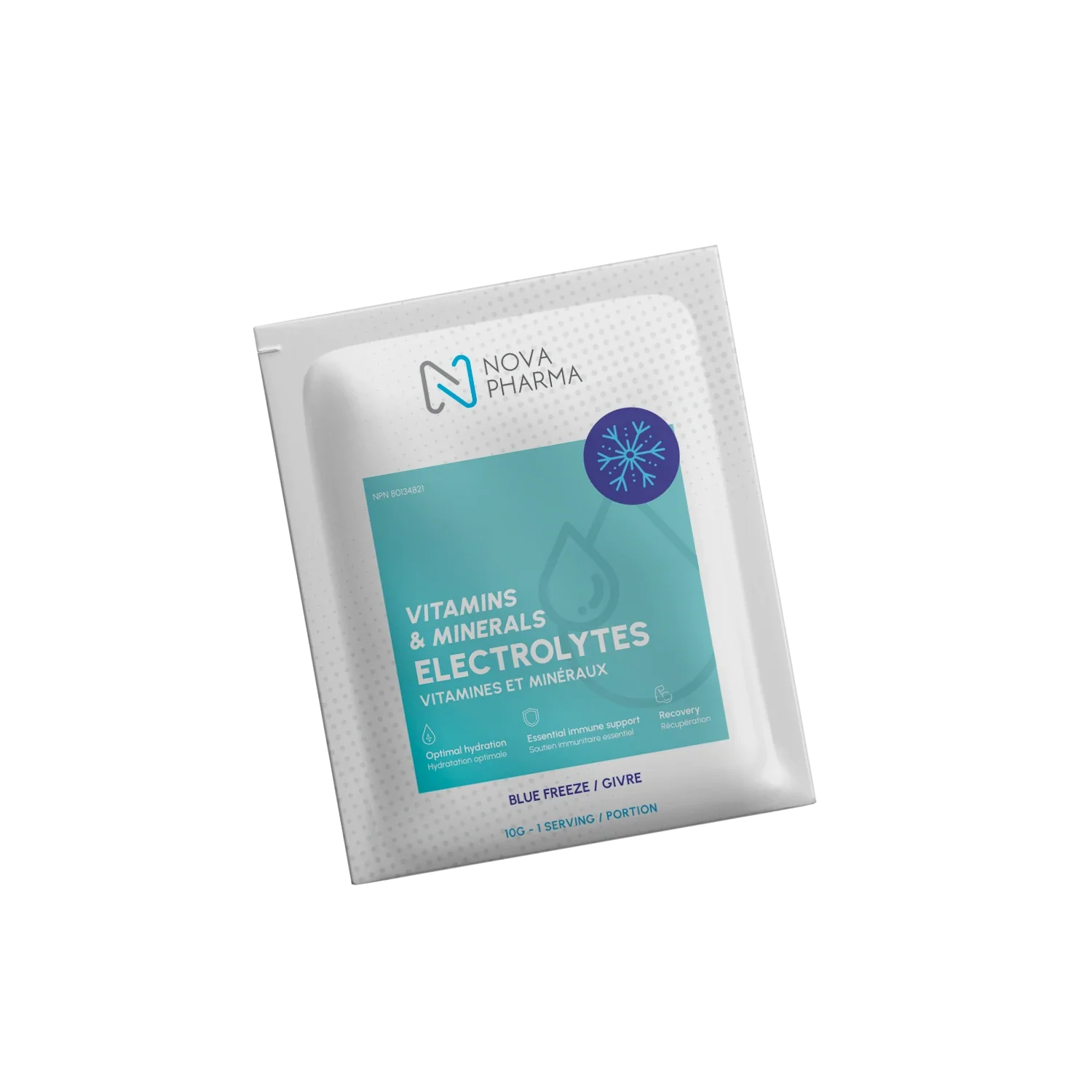 Individual servings electrolytes by Nova Pharma, blue freeze