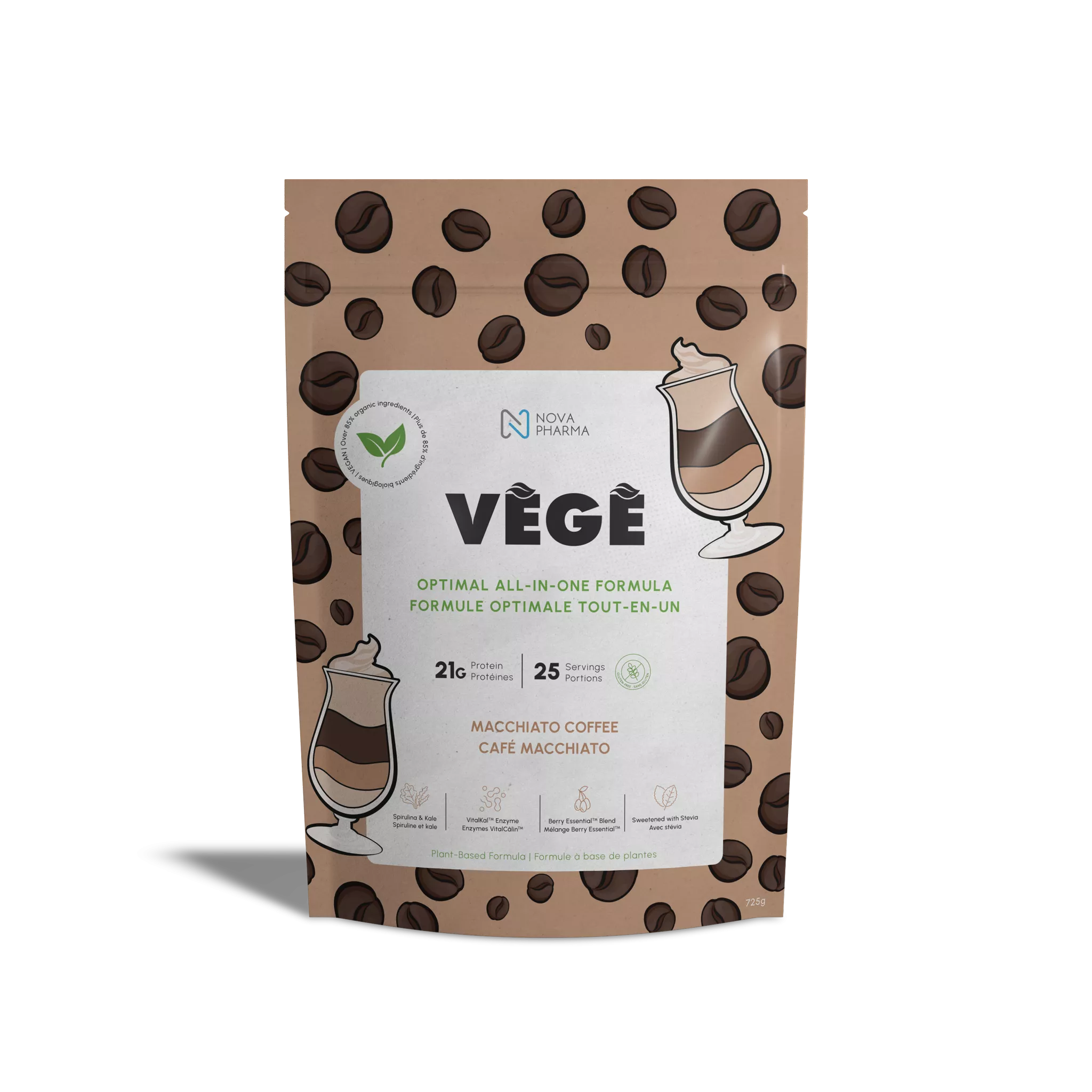 Vege, optimal all-in-one formula plant-based macchiato coffee protein Nova Pharma