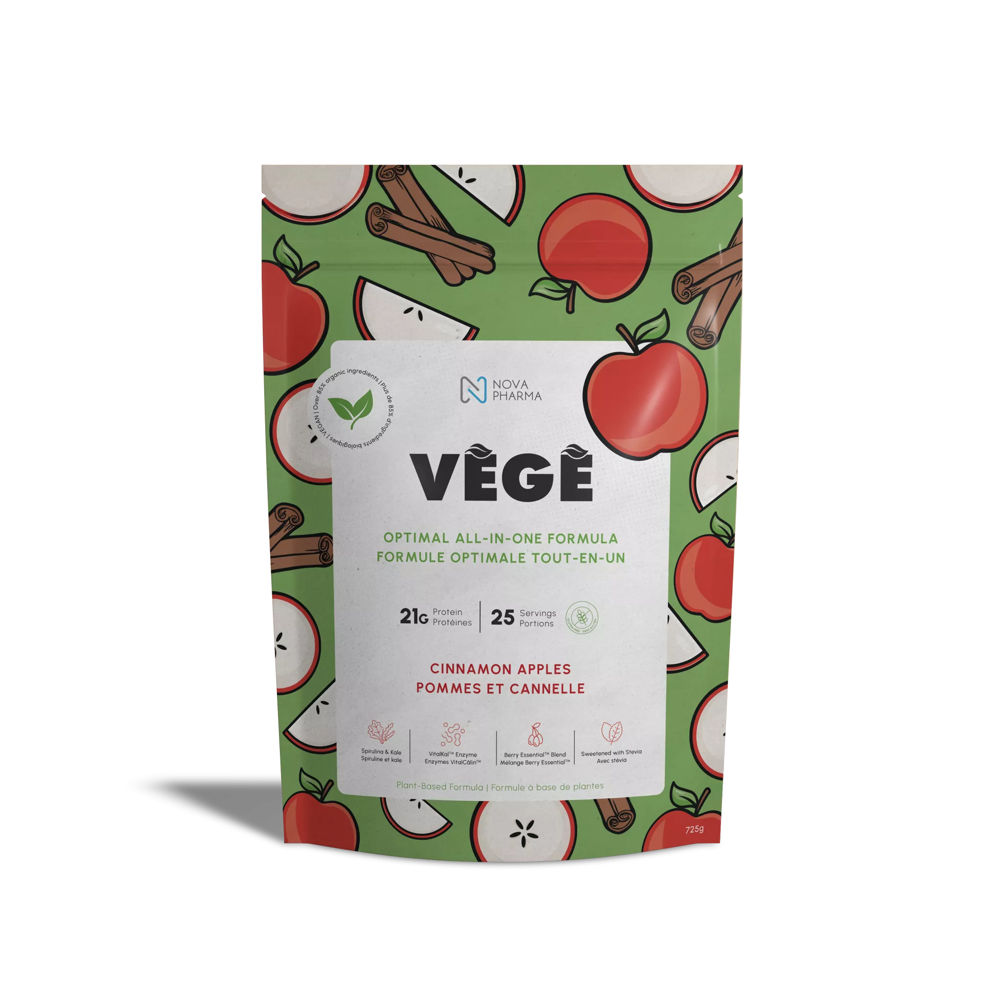 Vege, optimal all-in-one formula plant-based cinnamon apples protein Nova Pharma